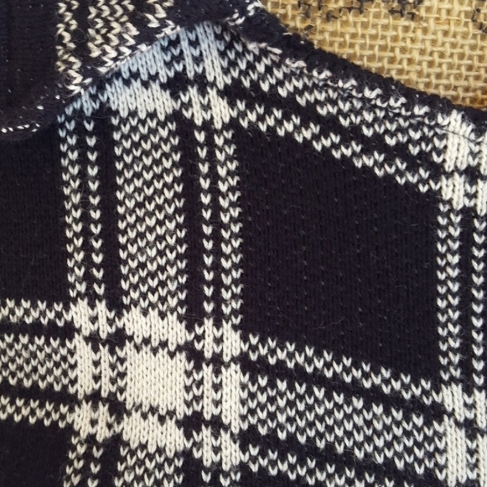 Chaps Black White Moto Cotton  Sweater M NWOT - Picture 2 of 5